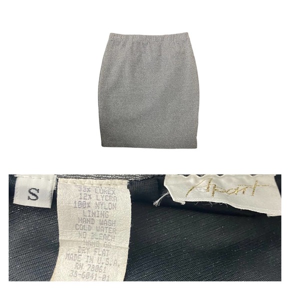 1990s Silver Metallic Lam’e Mini Skirt Made in USA Space Age / Women’s Small - Picture 2 of 4